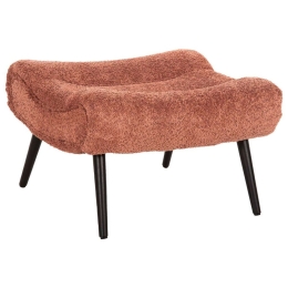 Σκαμπό - Υποπόδιο Kemba HM9606.02 68x58x40cm Με Πόδια Και Μπουκλέ Ύφασμα Pink Ξύλο,Ύφασμα