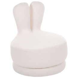 Σκαμπό Με Πλάτη Frivo HM9774.05 51x51x61cm Με Ύφασμα Teddy White Ύφασμα