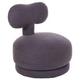 Σκαμπό Με Πλάτη Krivio HM9775.01 52x53x60cm Με Ύφασμα Teddy Grey Ύφασμα
