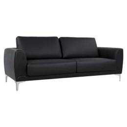 Καναπές Τριθέσιος Kenzie HM3121.31 Black Pu Ξύλο,Ύφασμα