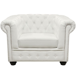 Πολυθρόνα T.Chesterfield Hm3011.02 Λευκό Μάτ 110x90x73 cm Τεχνόδερμα