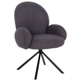 Πολυθρόνα Περιστρεφόμενη Winon HM9778.01 65x67x92cm Με Teddy Ύφασμα Grey-Black Μέταλλο,Ύφασμα