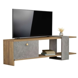 Έπιπλο Τηλεόρασης Henriette HM8900.13 120x25x37cm Natural-Stone Μελαμίνη