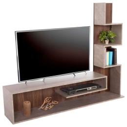 Σύνθετο Τηλεόρασης Edelie HM8908.14 150x29,5x120cm Texture Stone Μελαμίνη