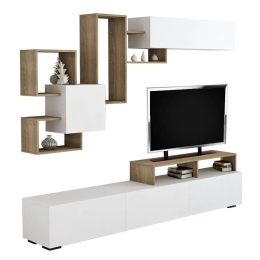 Σύνθεση Τηλεόρασης Donovan HM8944.11 210x35,8x46,8cm Natural-White Μελαμίνη