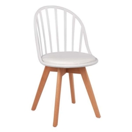 Καρέκλα Alina HM8456.01 Με Ξύλινα Πόδια 47x56x84 White Σετ 4τμχ Πολυπροπυλένιο,Ξύλο,Μέταλλο