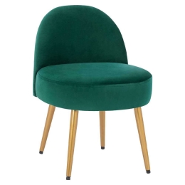 Σκαμπό Με Πλάτη Yasmine HM8395.13 47x43x65Υcm Forest Green-Gold Βελούδο, Μέταλλο