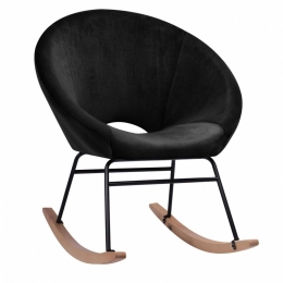 Πολυθρόνα Κουνιστή Paulina HM8399.04 76X86X76cm Black Βελούδο, Ξύλο