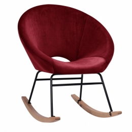 Πολυθρόνα Κουνιστή Paulina HM8399.06 76X86X76cm Red Βελούδο, Ξύλο