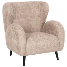 Πολυθρόνα Μπερζέρα Kryly HM9593.07 83x87x89cm Με Ξύλινα Πόδια & Μπουκλέ Ύφασμα Beige Ξύλο,Ύφασμα