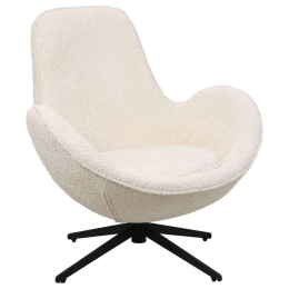 Πολυθρόνα Περιστρεφόμενη Brynn HM9594.06 86x76x87cm Με Μεταλλική Βάση & Μπουκλέ Ύφασμα Ecru-Black Μέταλλο,Ύφασμα