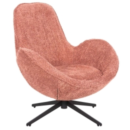 Πολυθρόνα Περιστρεφόμενη Brynn HM9594.02 86x76x87cm Με Μεταλλική Βάση & Μπουκλέ Ύφασμα Pink-Black Μέταλλο,Ύφασμα