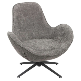 Πολυθρόνα Περιστρεφόμενη Brynn HM9594.01 86x76x87cm Με Μεταλλική Βάση & Μπουκλέ Ύφασμα Grey-Black Μέταλλο,Ύφασμα
