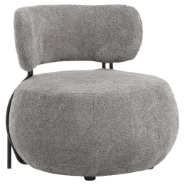 Πολυθρόνα Στρογγυλή Karsen HM9598.01 79x78,5x76cm Με Μπουκλέ Ύφασμα Grey ΥΦΑΣΜΑ