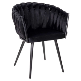 Πολυθρονάκι Luanda HM8741.04 62x54x79cm Με Μεταλλικά Πόδια & Βελούδο Black Βελούδο, Μέταλλο