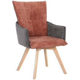 Πολυθρόνα Rex HM9847.06 53x60x93cm Terracotta-Grey Ξύλο,Ύφασμα