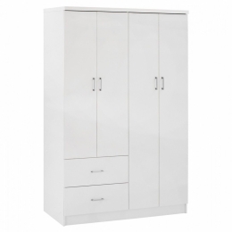 Ντουλάπα Blakely HM339.05 Τετράφυλλη Με 2 Συρτάρια 120Χ42,5Χ180,5cm White Τετράφυλλη