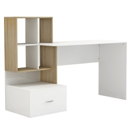 Γραφείο Με Βιβλιοθήκη HM8993.02 149x48x105cm White-Sonama