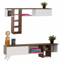 Σύνθεση Τηλεόρασης Brock HM9143 140x30x33cm Walnut - White