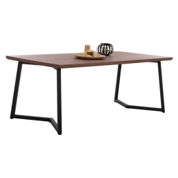 Τραπέζι Στυλ Ρουστίκ HM9304.02 200x100x75cm Με Καπλαμά Walnut Μέταλλο,Ξύλο