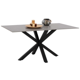 Τραπέζι Τραπεζαρίας Sintered Stone HM9308.03 Με Μεταλλικά Πόδια 160x90x75cm Black-Grey Πέτρα,Μέταλλο
