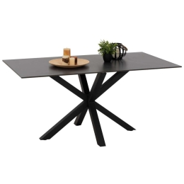 Τραπέζι Τραπεζαρίας Sintered Stone HM9308.01 Με Μεταλλικά Πόδια 160x90x75cm Black Πέτρα,Μέταλλο