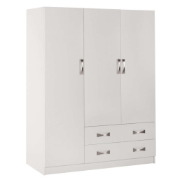 Ντουλάπα Carly HM384.05 Τρίφυλλη Με Δύο Συρτάρια 150x55x180cm White Τρίφυλλη Μελαμίνη