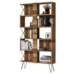 Βιβλιοθήκη HM9496.02 Με Μεταλλικά Πόδια 90x22x167,3cm Walnut