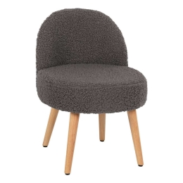 Σκαμπό Με Πλάτη Yasmine HM8395.21 47x46x64,5cm Μπουκλέ Ύφασμα Grey Ξύλο,Ύφασμα