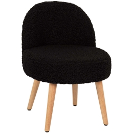 Σκαμπό Με Πλάτη Yasmine HM8395.24 47x46x64,5cm Μπουκλέ Ύφασμα Black