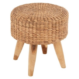 Σκαμπό Jim HM7824 Ψάθινο Κάθισμα Φ43x43cm Ξύλο Teak Natural Ξύλο,Ψάθα