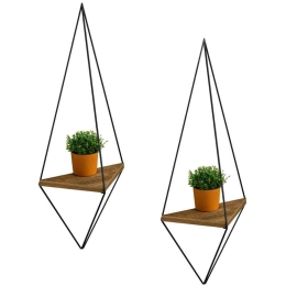 Ράφι Επιτοίχιο (Σετ 2Τμχ) Cannard HM8925.11 23x15x60cm Black Μελαμίνη,Μέταλλο