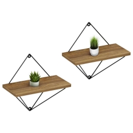 Ράφια Τοίχου (Σετ 2Τμχ) Zannard HM8929.11 30x14x30cm Natural-Black Μελαμίνη,Μέταλλο