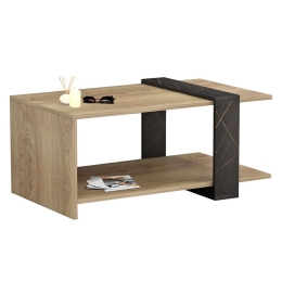 Τραπέζι Σαλονιού Wilma HM8950.12 80x50x35cm Εφέ Μαρμάρου Natural-Black Μελαμίνη