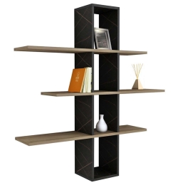 Ραφιέρα Τοίχου Dominic HM8976.13 96x19,5x101cm Εφέ Μαρμάρου Natural-Black Μελαμίνη