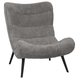 Πολυθρόνα Brym HM9605.11 97x80x100cm Με Ξύλινα Πόδια & Μπουκλέ Ύφασμα Grey-Black Ξύλο,Ύφασμα
