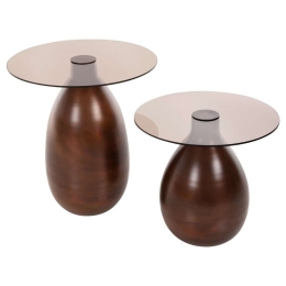 Τραπεζάκια Βοηθητικά (Σετ 2Τμχ) Regen HM9666 Φ44 & Φ40cm Copper Μέταλλο,Γυαλί