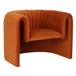 Πολυθρόνα Riker HM9682.05 92x74x69cm Μεταλλικός Σκελετός Με Ύφασμα Βελούδο Orange Βελούδο, Μέταλλο