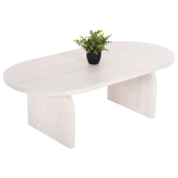 Τραπέζι Σαλονιού Οβάλ Honky HM9691 120x60x40cm Από Μασίφ Mango Ξύλο White Ξύλο