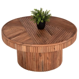 Τραπέζι Σαλονιού Στρογγυλό Ranne HM9694 Φ80x38cm Από Μασίφ Ξύλο Ακακία Natural Ξύλο