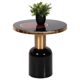 Τραπεζάκι Βοηθητικό Erode HM4248.01 Φ50,5x50cm Cherry Black-Gold Μέταλλο