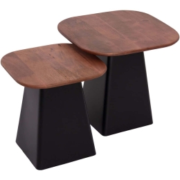 Τραπεζάκια Βοηθητικά Vaiola (Σετ 2Τμχ) HM9998 40x40/50x50cm Walnut-Black
