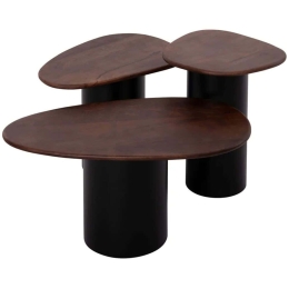 Τραπέζια Σαλονιού Pebbles (Σετ 3Τμχ) HM18004 73x41x34/54x37x39/39x37x45,5cm Brown-Black