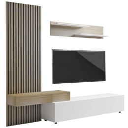 Σύνθεση Τηλεόρασης Dort HM18076.01 249,5x42,2x199,5cm Sonoma-White