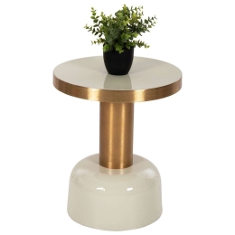 Τραπεζάκι Βοηθητικό Erode HM4243.07 Φ40,5x48cm Ecru-Gold Μέταλλο