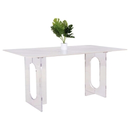 Τραπέζι Τραπεζαρίας Aether HM9769.01 160x90x75cm 12mm Top-Ακρυλικό White Κεραμικό