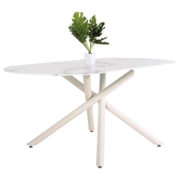 Τραπέζι Τραπεζαρίας Prentis HM9770.01 180x90x76cm 12mm White Μέταλλο, Κεραμικό