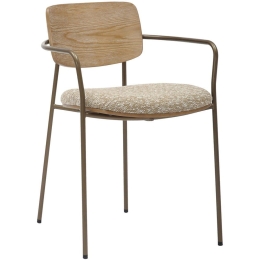 Καρέκλα Vikki HM9980.01 54x54x75,5cm Beige Ξύλο,Μέταλλο