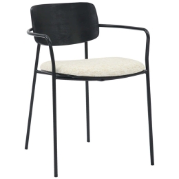 Καρέκλα Vikki HM9980.02 54x54x75,5cm Black-Ecru Ξύλο,Μέταλλο