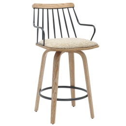 Σκαμπό Bar Judi HM9985.01 48x52x92cm Beige Μέταλλο,Ύφασμα